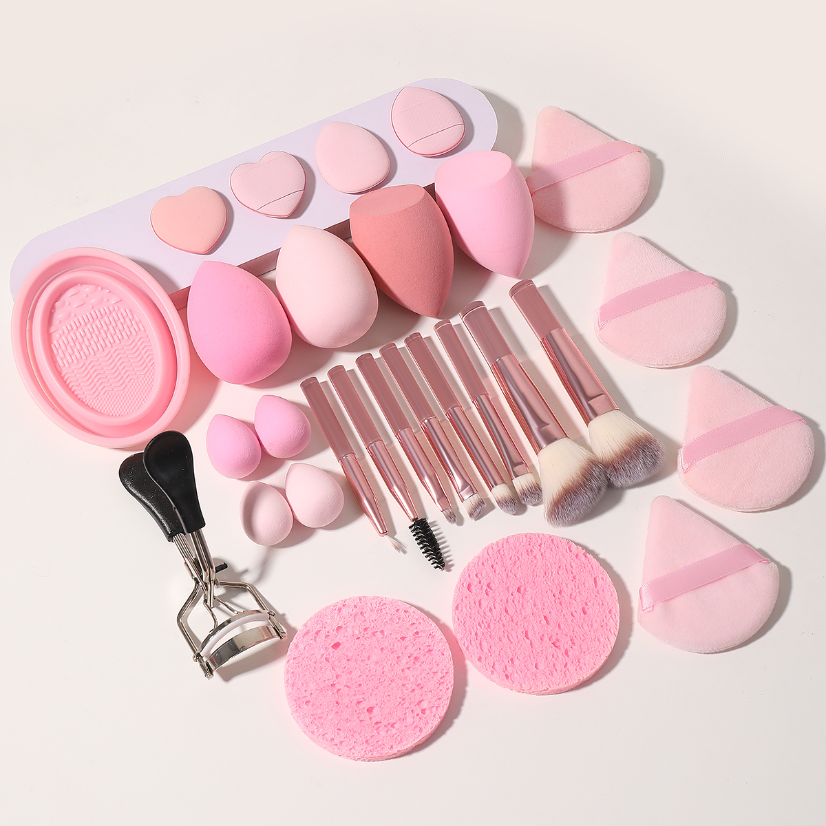 Beauty Rose Makeup - 28Pcs Pink Rose Gold Beauty Accessory