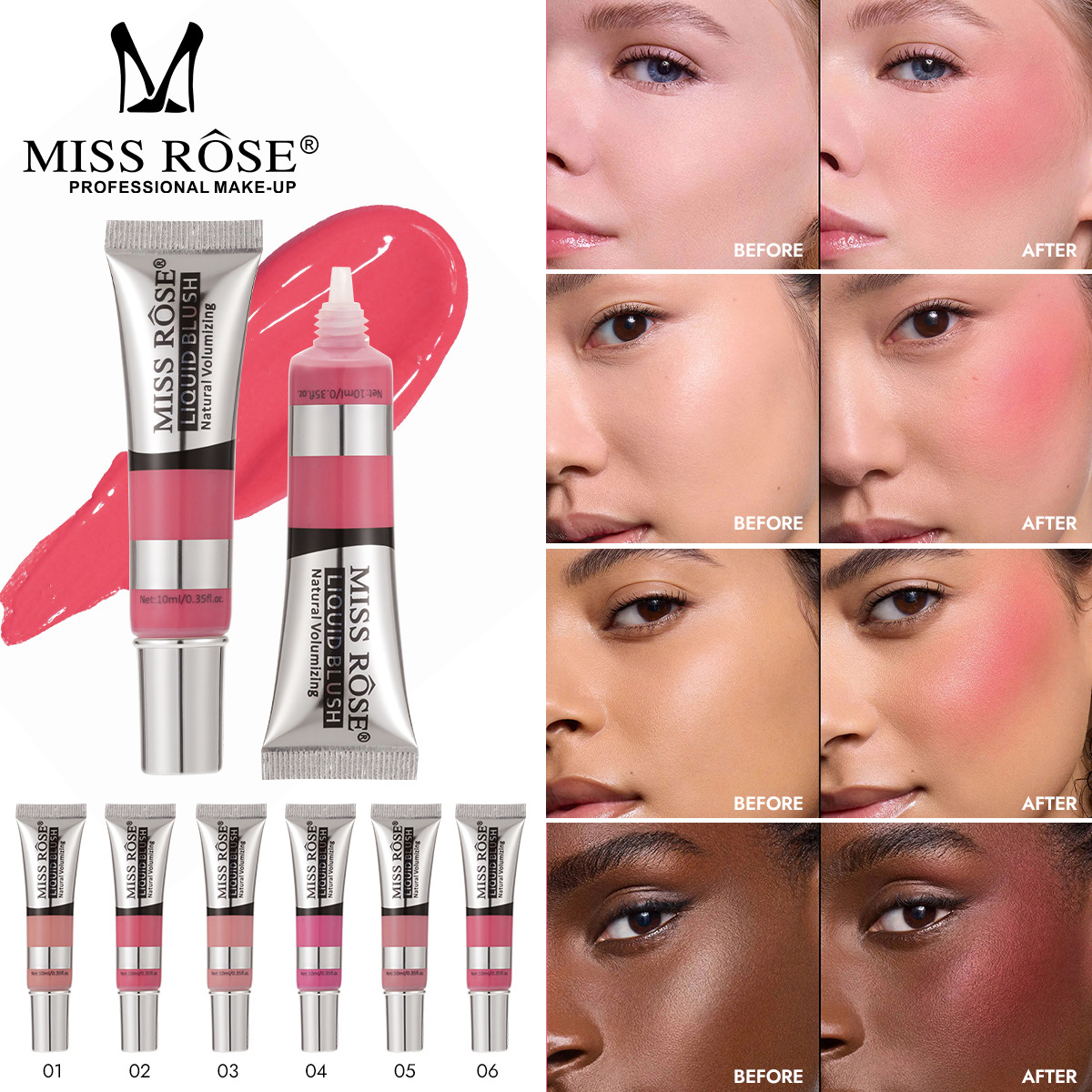 Beauty Rose Makeup - MISS ROSE 12 Colors Liquid Blush