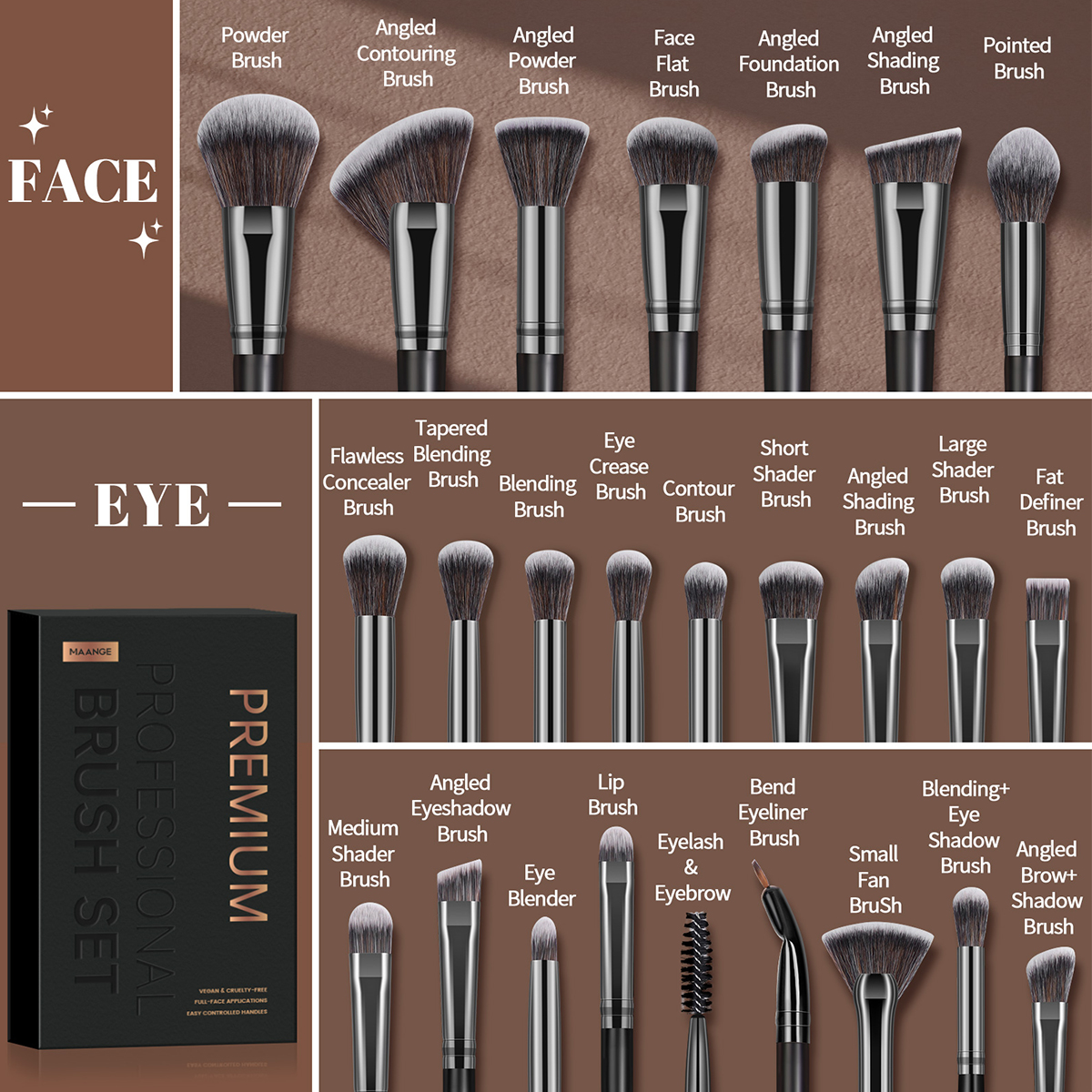 MAANGE Professional Gift Box 2 - Huda Beauty Makeup Brush Set ulasan dan harga