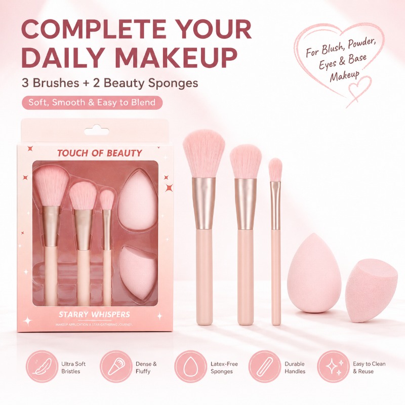 5Pcs Gift Box Makeup Tools Set - Huda Beauty Makeup Brush Set ulasan dan harga
