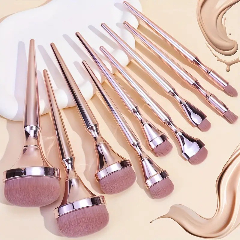9pcs Rose Gold Makeup Brush Se - Beauty Rose Makeup ulasan dan harga