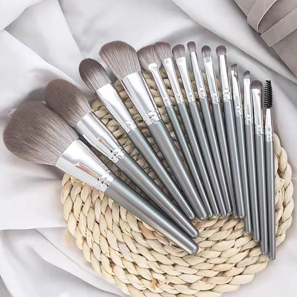 14pcs Silver Makeup Brushes Se - Huda Beauty Makeup Brush Set ulasan dan harga