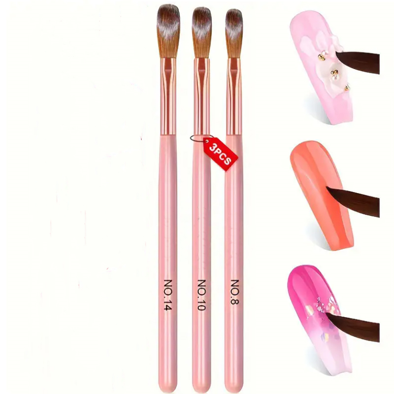 3pcs Pink Handle Acrylic Nail  - Blush Brush Kabuki ulasan dan harga