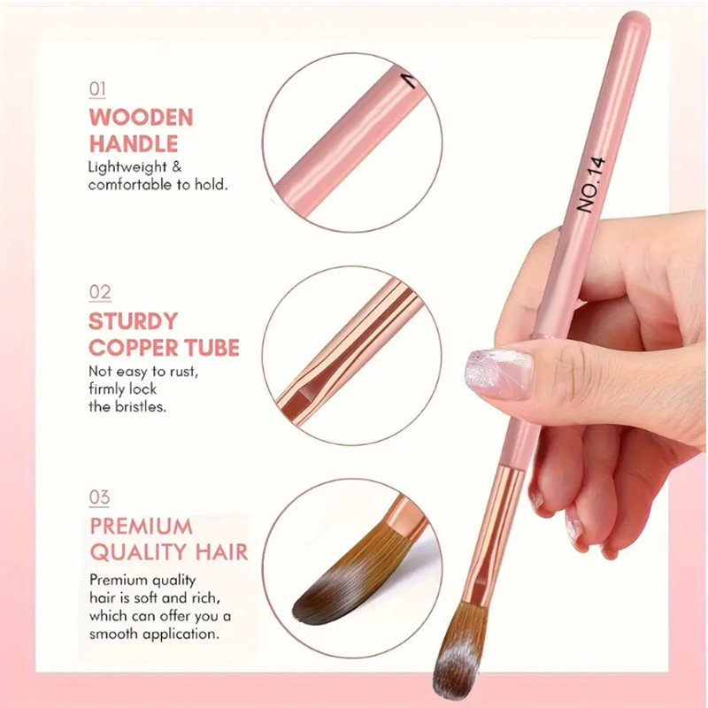 3pcs Pink Handle Acrylic Nail  - Blush Brush Kabuki ulasan dan harga