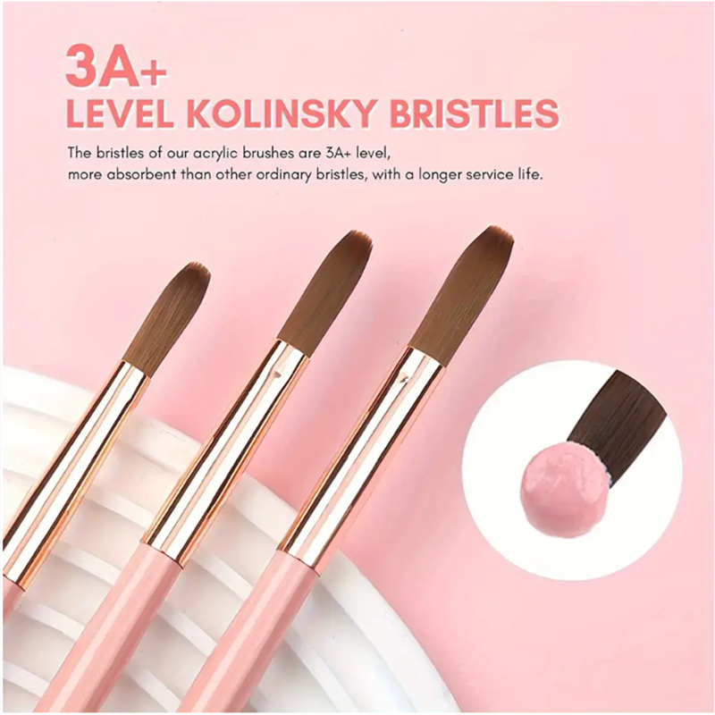 3pcs Pink Handle Acrylic Nail  - Blush Brush Kabuki ulasan dan harga