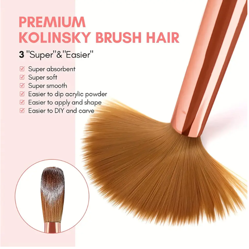 3pcs Pink Handle Acrylic Nail  - Blush Brush Kabuki ulasan dan harga