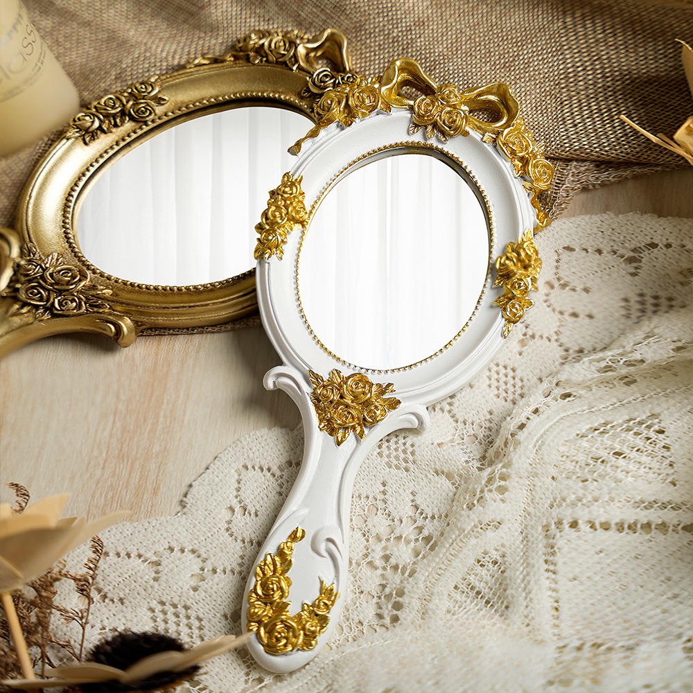 Vintage Handheld Mirror Vanity - Beauty Rose Makeup ulasan dan harga