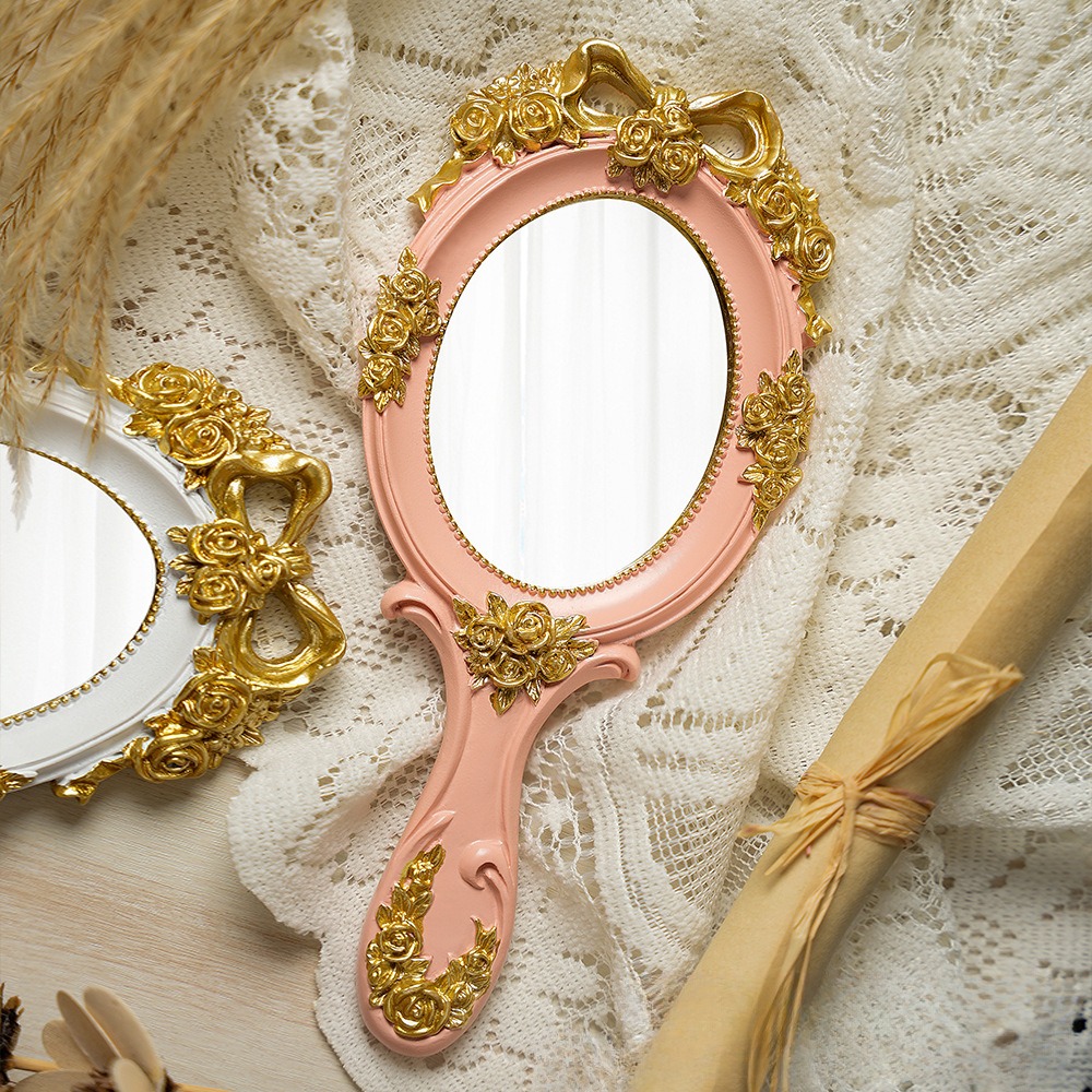 Vintage Handheld Mirror Vanity - Beauty Rose Makeup ulasan dan harga