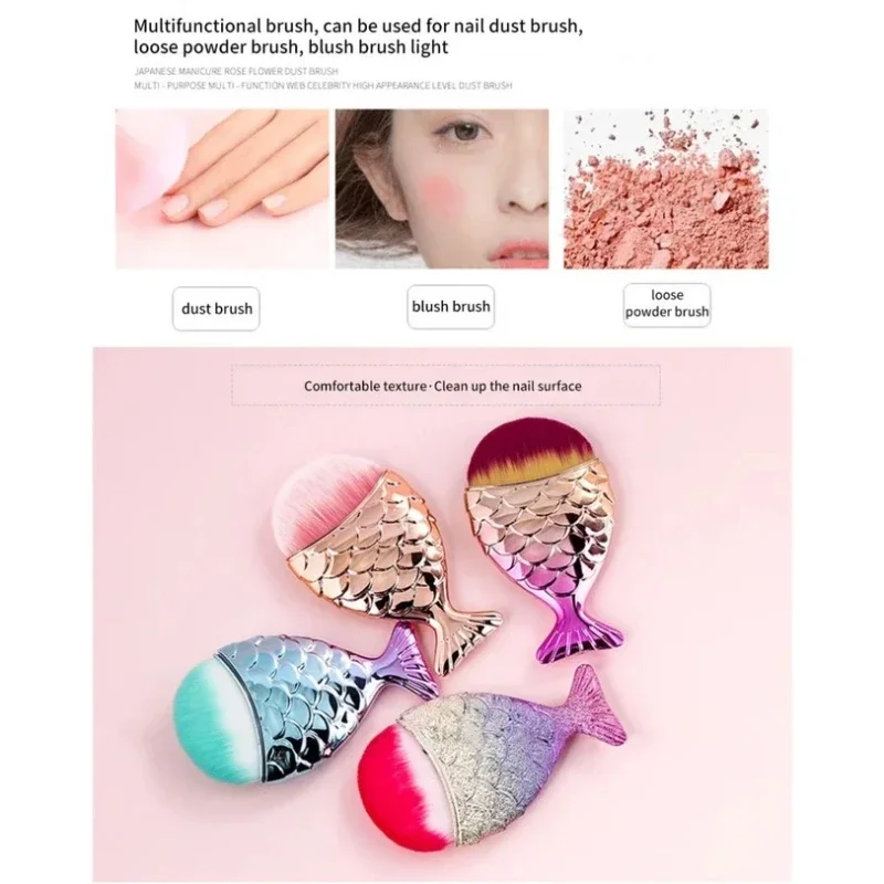1pcs Fish Tail Shape Nail Brus - Blush Brush Kabuki ulasan dan harga